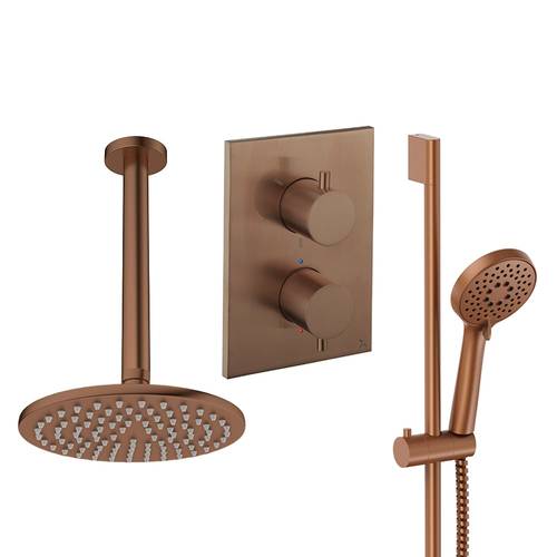 Larger image of Crosswater MPRO Crossbox Shower Set 4 200mm Head & Slide Rail Kit (Brushed Bronze).