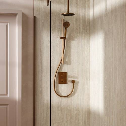 Example image of Crosswater MPRO Crossbox Shower Set 4 200mm Head & Slide Rail Kit (Brushed Bronze).