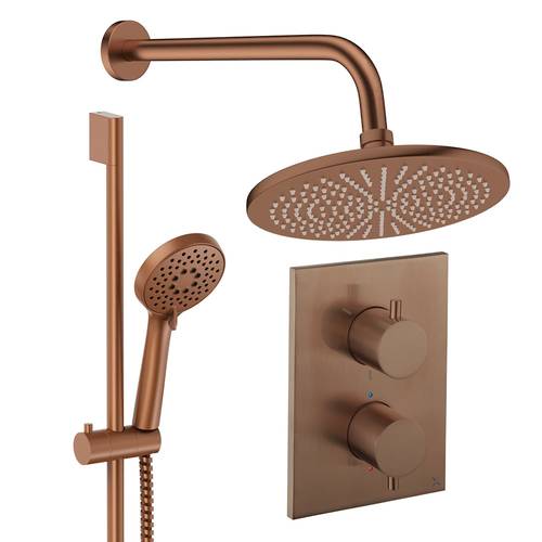 Larger image of Crosswater MPRO Crossbox Shower Set 4 300mm Head & Slide Rail Kit (Brushed Bronze).
