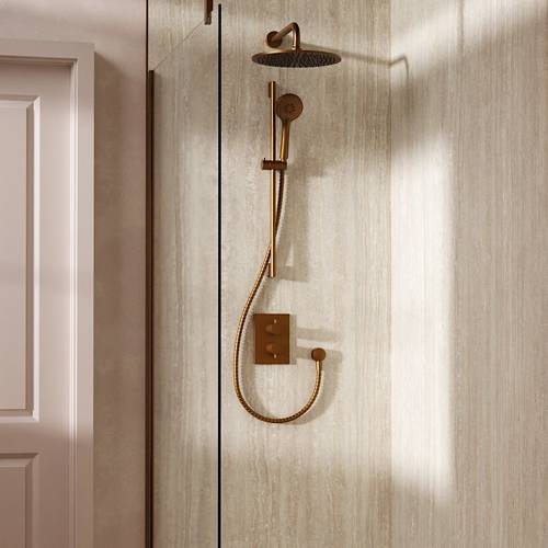 Example image of Crosswater MPRO Crossbox Shower Set 4 300mm Head & Slide Rail Kit (Brushed Bronze).