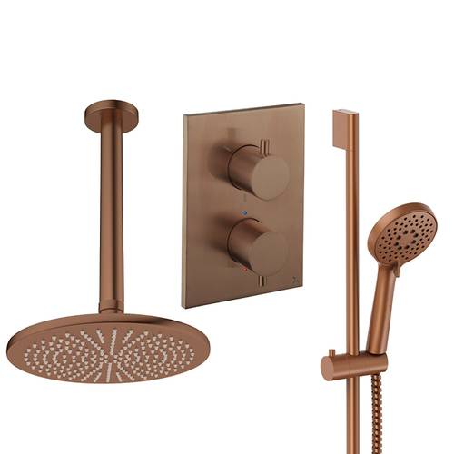 Larger image of Crosswater MPRO Crossbox Shower Set 4 300mm Head & Slide Rail Kit (Brushed Bronze).