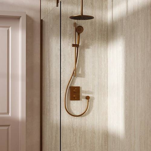 Example image of Crosswater MPRO Crossbox Shower Set 4 300mm Head & Slide Rail Kit (Brushed Bronze).
