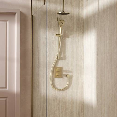 Example image of Crosswater MPRO Crossbox Shower Set 4 200mm Head & Slide Rail Kit (Brushed Brass).