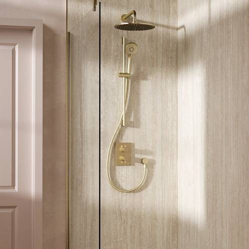 Example image of Crosswater MPRO Crossbox Shower Set 4 300mm Head & Slide Rail Kit (Brushed Brass).