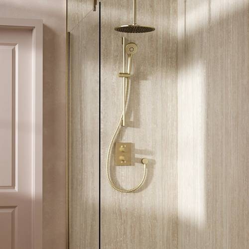Example image of Crosswater MPRO Crossbox Shower Set 4 300mm Head & Slide Rail Kit (Brushed Brass).