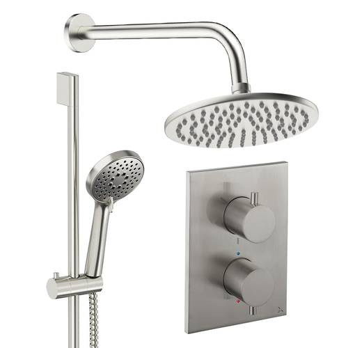 Larger image of Crosswater MPRO Crossbox Shower Set 4 200mm Head & Slide Rail Kit (Brushed Nickel).