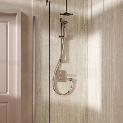 Example image of Crosswater MPRO Crossbox Shower Set 4 200mm Head & Slide Rail Kit (Brushed Nickel).