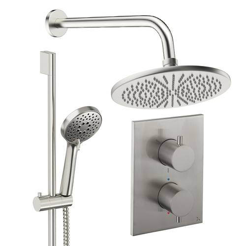 Larger image of Crosswater MPRO Crossbox Shower Set 4 300mm Head & Slide Rail Kit (Brushed Nickel).