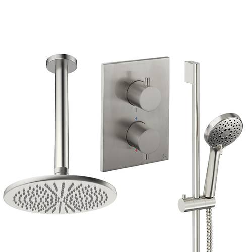 Larger image of Crosswater MPRO Crossbox Shower Set 4 300mm Head & Slide Rail Kit (Brushed Nickel).