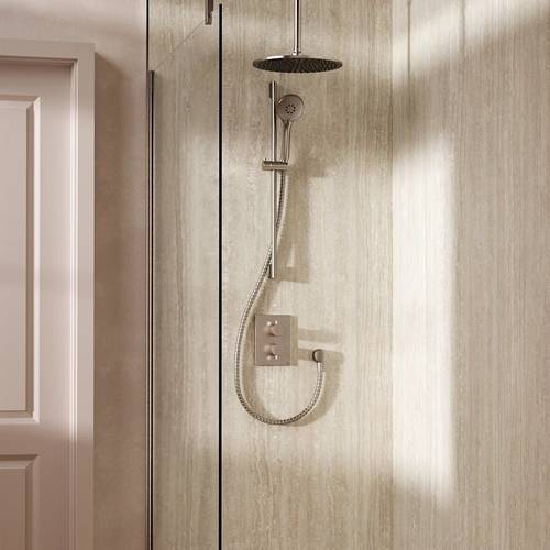 Example image of Crosswater MPRO Crossbox Shower Set 4 300mm Head & Slide Rail Kit (Brushed Nickel).