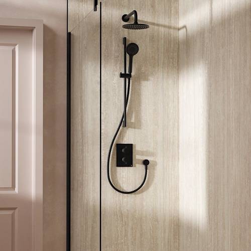 Example image of Crosswater MPRO Crossbox Shower Set 4 200mm Head & Slide Rail Kit (Matt Black).
