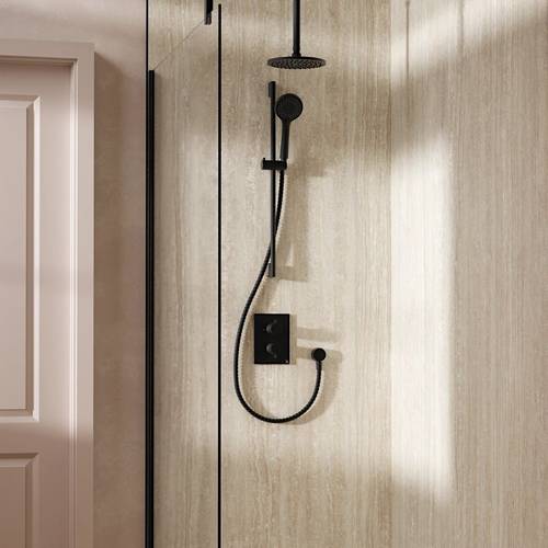 Example image of Crosswater MPRO Crossbox Shower Set 4 200mm Head & Slide Rail Kit (Matt Black).