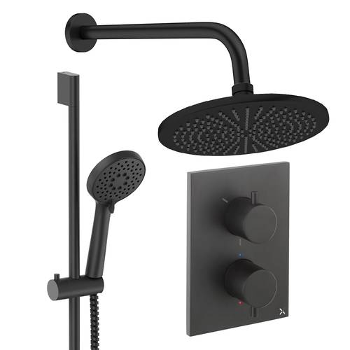Larger image of Crosswater MPRO Crossbox Shower Set 4 300mm Head & Slide Rail Kit (Matt Black).