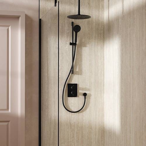 Example image of Crosswater MPRO Crossbox Shower Set 4 300mm Head & Slide Rail Kit (Matt Black).