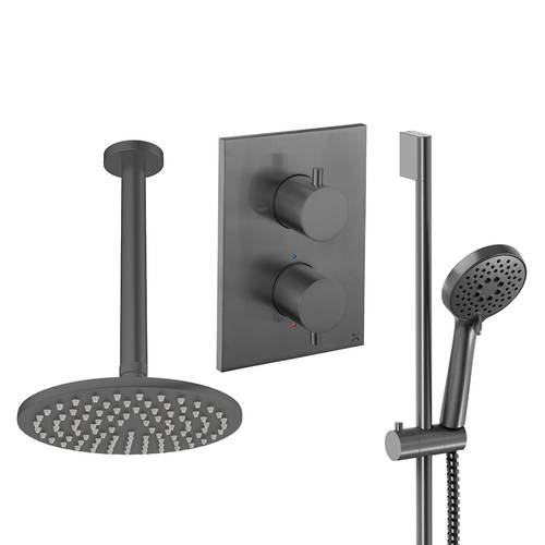 Larger image of Crosswater MPRO Crossbox Shower Set 4 200mm Head & Slide Rail Kit (Slate).