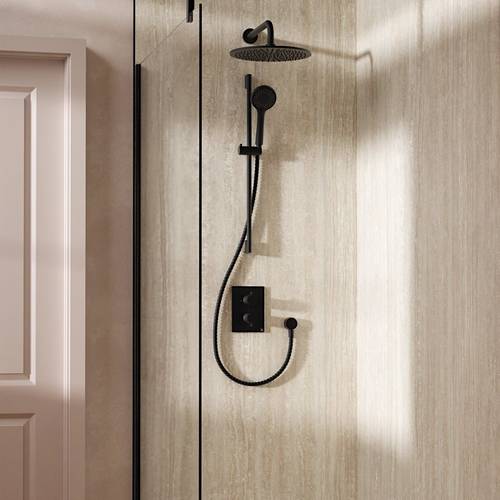 Example image of Crosswater MPRO Crossbox Shower Set 4 300mm Head & Slide Rail Kit (Slate).