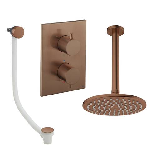Larger image of Crosswater MPRO Crossbox Shower Set 7 With 200mm Head & Bath Filler (Brushed Bronze).