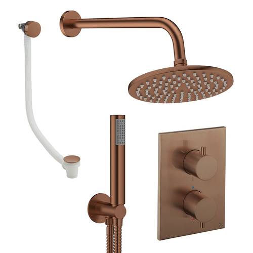 Larger image of Crosswater MPRO Crossbox Shower Set 9 200mm Head, Handset & Bath Filler (Brushed Bronze).