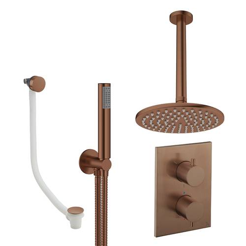 Larger image of Crosswater MPRO Crossbox Shower Set 9 200mm Head, Handset & Bath Filler (Brushed Bronze).