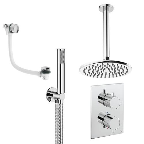Larger image of Crosswater MPRO Crossbox Shower Set 9 200mm Head, Handset & Bath Filler (Chrome).