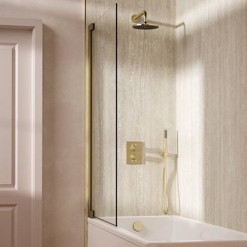 Example image of Crosswater MPRO Crossbox Shower Set 9 200mm Head, Handset & Bath Filler (Brushed Brass).
