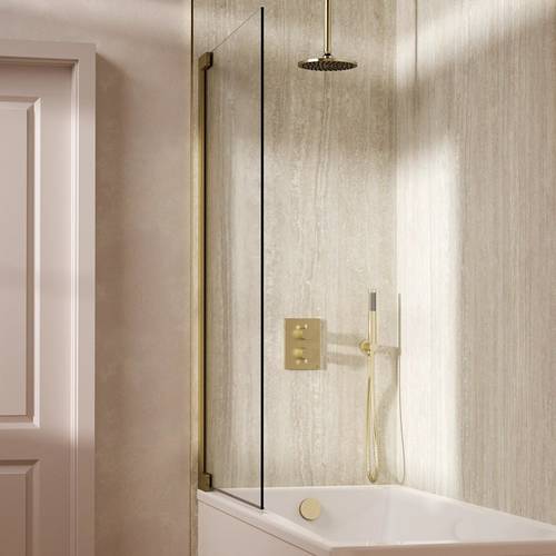 Example image of Crosswater MPRO Crossbox Shower Set 9 200mm Head, Handset & Bath Filler (Brushed Brass).