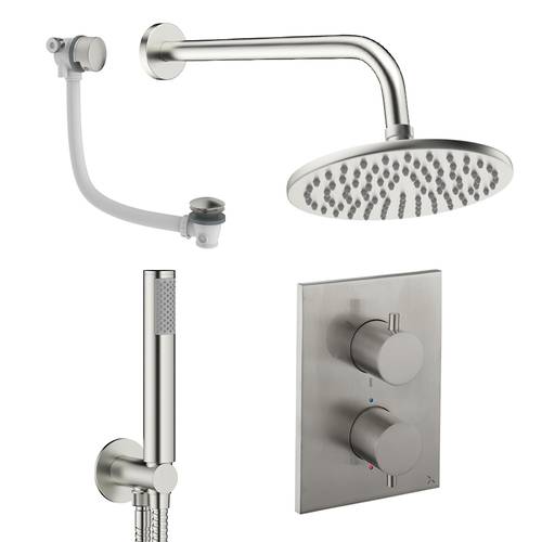 Larger image of Crosswater MPRO Crossbox Shower Set 9 200mm Head, Handset & Bath Filler (Brushed Nickel).