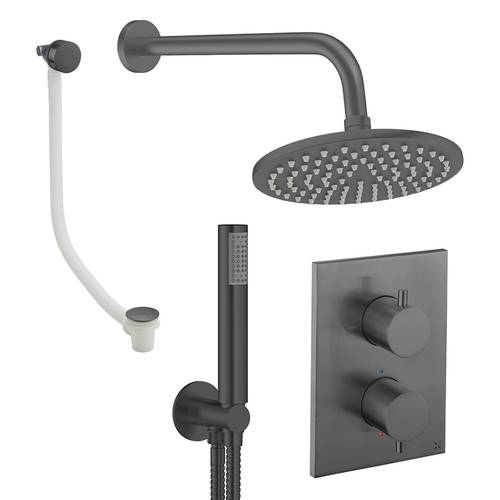 Larger image of Crosswater MPRO Crossbox Shower Set 9 200mm Head, Handset & Bath Filler (Slate).