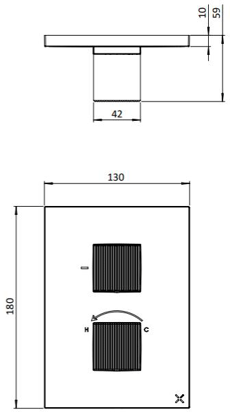 Technical image of Crosswater Limit Crossbox 2 Outlet Shower Valve (Chrome).