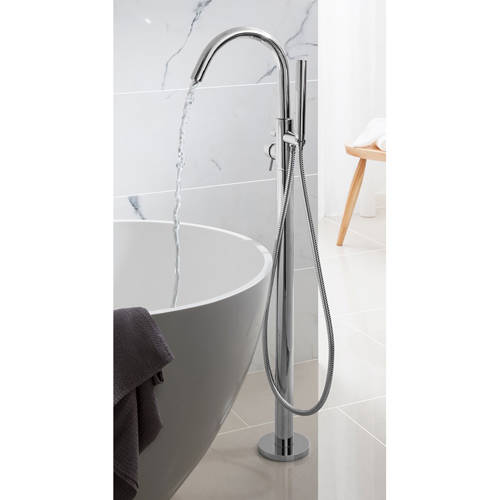 Example image of Crosswater Design Floor Standing Bath Shower Mixer Tap (Chrome).