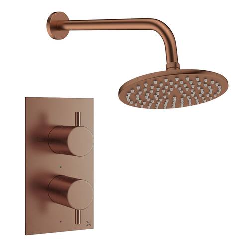 Larger image of Crosswater MPRO Design Shower Set 1, 200mm Head & Wall Arm (Brushed Bronze).