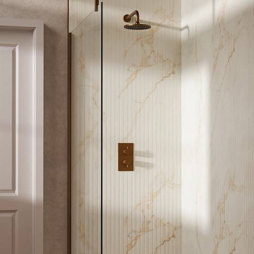 Example image of Crosswater MPRO Design Shower Set 1, 200mm Head & Wall Arm (Brushed Bronze).