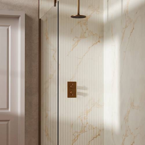 Example image of Crosswater MPRO Design Shower Set 1,  200mm Head & Ceiling Arm (Brushed Bronze).