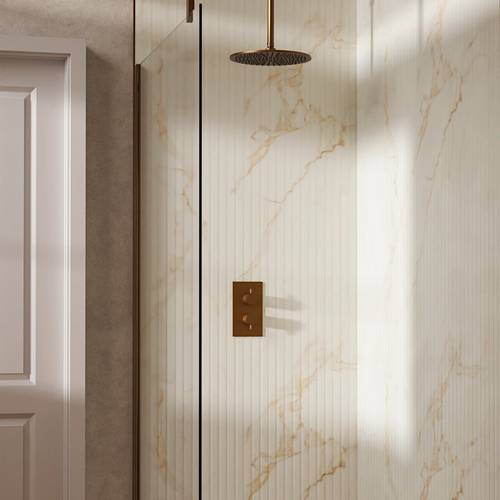 Example image of Crosswater MPRO Design Shower Set 1,  300mm Head & Ceiling Arm (Brushed Bronze).