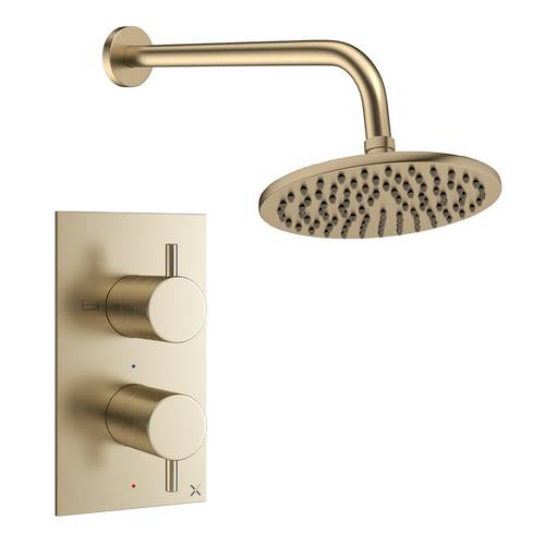 Larger image of Crosswater MPRO Design Shower Set 1,  200mm Head & Wall Arm (Brushed Brass).