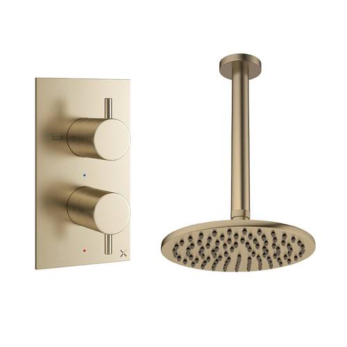 Larger image of Crosswater MPRO Design Shower Set 1,  200mm Head & Ceiling Arm (Brushed Brass).
