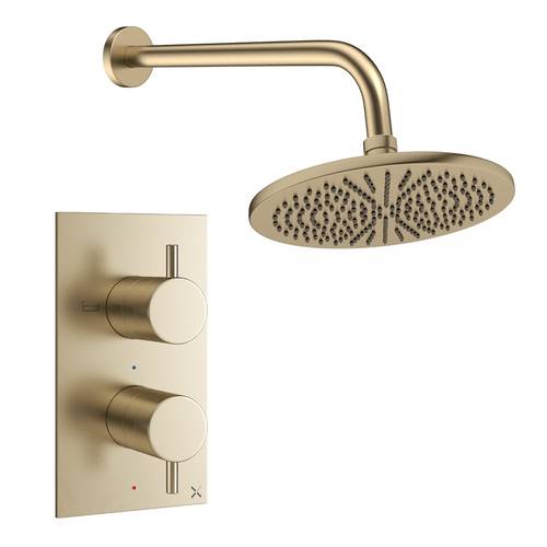 Larger image of Crosswater MPRO Design Shower Set 1,  300mm Head & Wall Arm (Brushed Brass).
