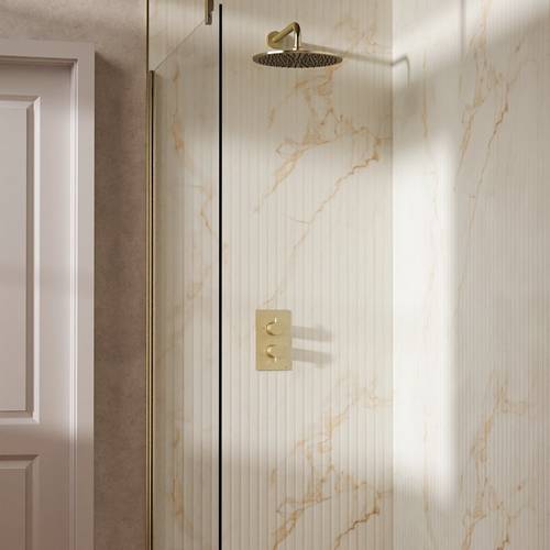 Example image of Crosswater MPRO Design Shower Set 1,  300mm Head & Wall Arm (Brushed Brass).