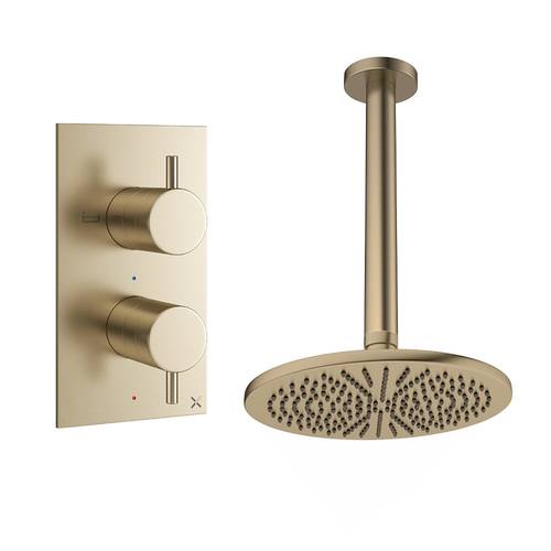 Larger image of Crosswater MPRO Design Shower Set 1,  300mm Head & Ceiling Arm (Brushed Brass).