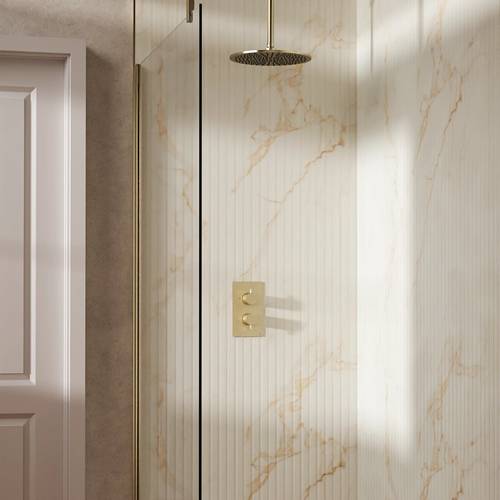 Example image of Crosswater MPRO Design Shower Set 1,  300mm Head & Ceiling Arm (Brushed Brass).