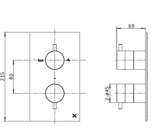 Technical image of Crosswater MPRO Design Shower Set 1,  300mm Head & Ceiling Arm (Brushed Brass).
