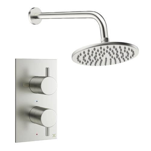 Larger image of Crosswater MPRO Design Shower Set 1, 200mm Head & Wall Arm (Brushed Nickel).