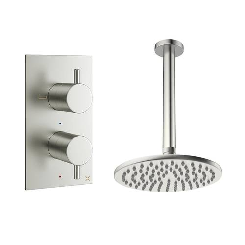 Larger image of Crosswater MPRO Design Shower Set 1,  200mm Head & Ceiling Arm (Brushed Nickel).