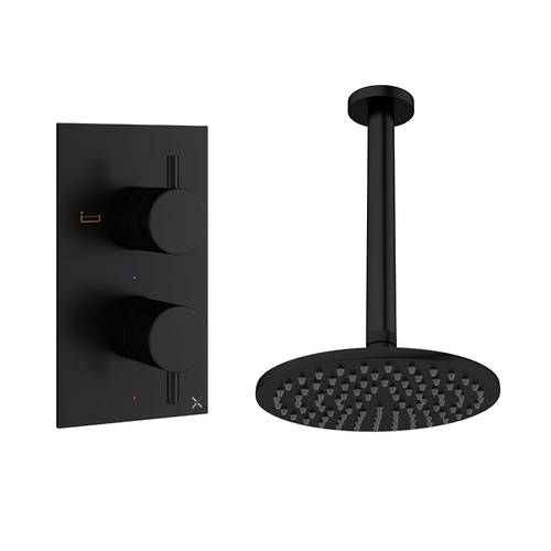 Larger image of Crosswater MPRO Design Shower Set 1,  200mm Head & Ceiling Arm (Matt Black).