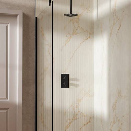 Example image of Crosswater MPRO Design Shower Set 1,  200mm Head & Ceiling Arm (Matt Black).