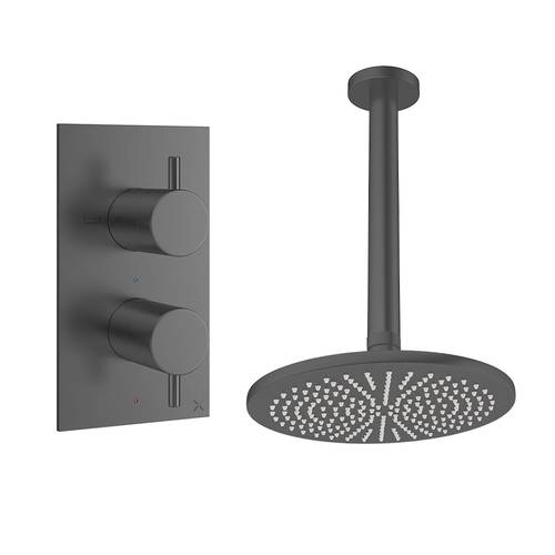 Larger image of Crosswater MPRO Design Shower Set 1,  300mm Head & Ceiling Arm (Slate).