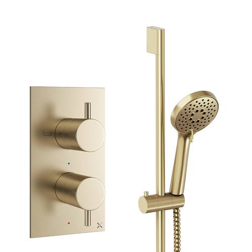 Larger image of Crosswater MPRO Design Shower Set 2,  Valve & Slide Rail Kit (Brushed Brass).