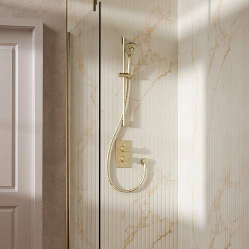 Example image of Crosswater MPRO Design Shower Set 2,  Valve & Slide Rail Kit (Brushed Brass).