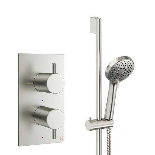 Larger image of Crosswater MPRO Design Shower Set 2,  Valve & Slide Rail Kit (Brushed Nickel).