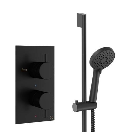 Larger image of Crosswater MPRO Design Shower Set 2,  Valve & Slide Rail Kit (Matt Black).